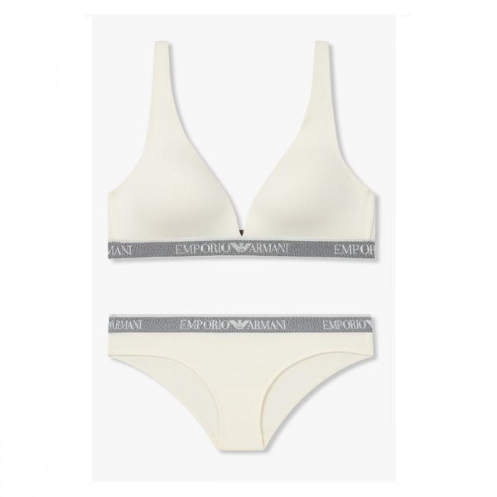 Emporio Armani Женский комплект: бюстгальтер-бралетт с набивкой и повторяющимся логотипом + трусы 0825381513 M/M