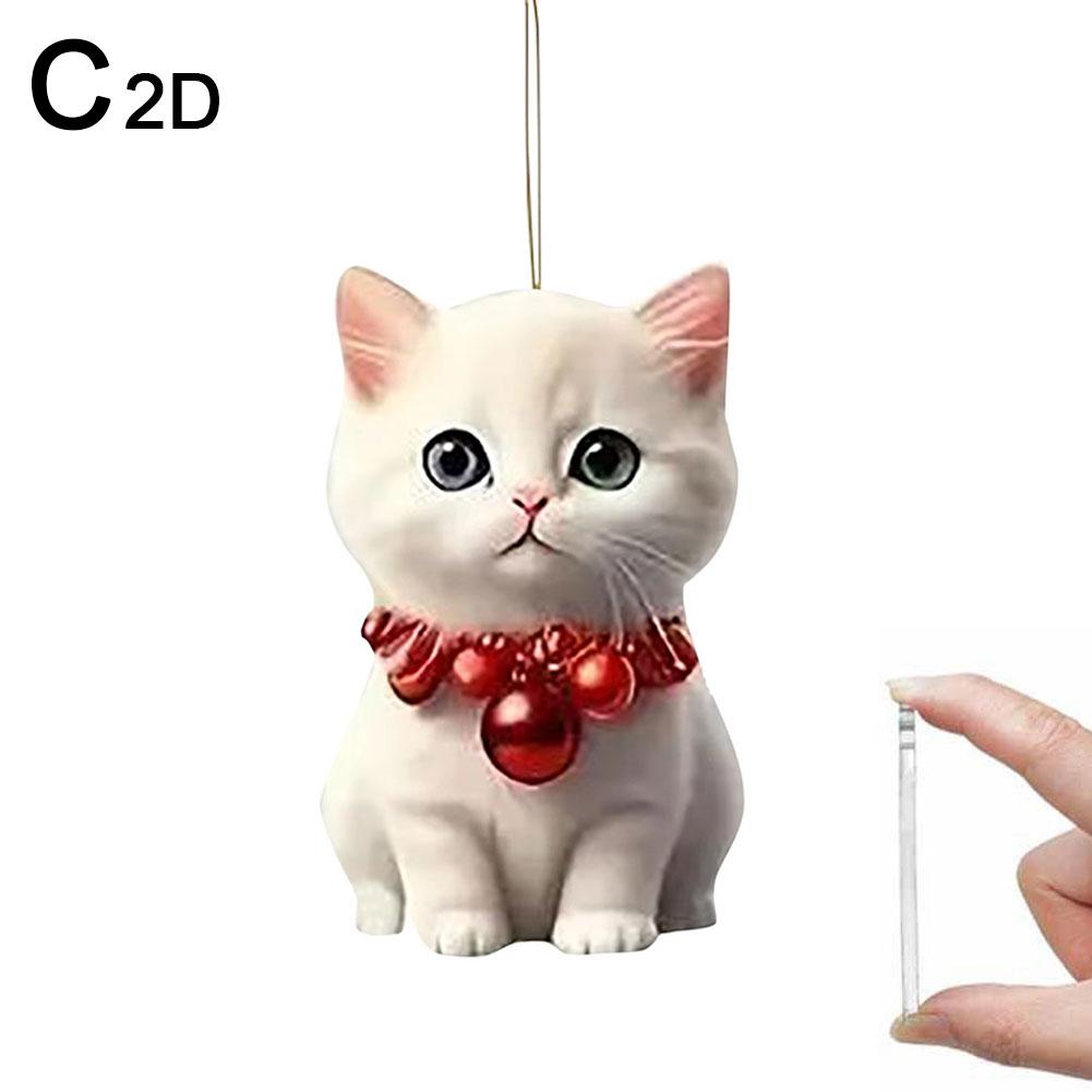 Christmas Tree Hanging Ornaments 2D Acrylic Cat Shaped Pendants Christmas Decorations For Home 2026 Xmas Gifts New Year 2026