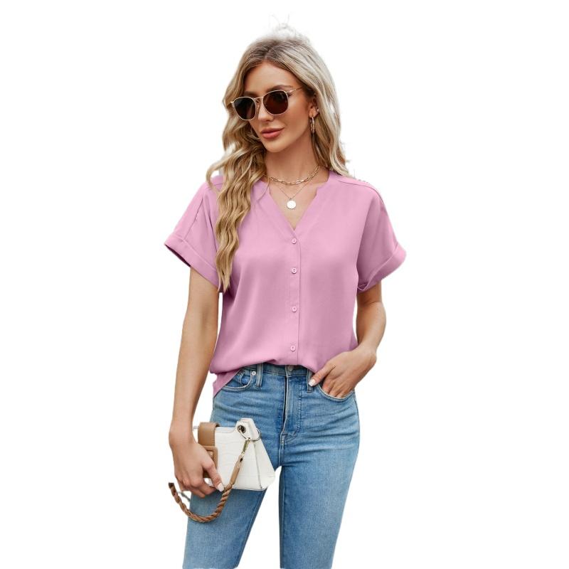 Sommer Neue Damen Kurzarm Shirt T-shirt Eis Seide Zou Bequeme V-ausschnitt Strickjacke Top S-2XL