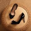 Side Empty Slim Heel Single Shoes Autumn New Round Toe Shallow Bow Non-slip High Heels
