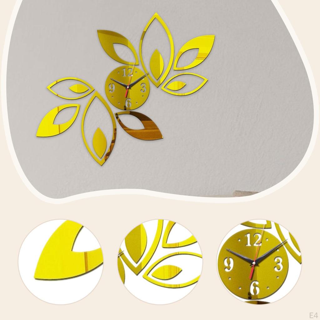 Acryl Spiegel Wanduhr Kunst Stumm Nicht tickend Modern Aufkleber für Café