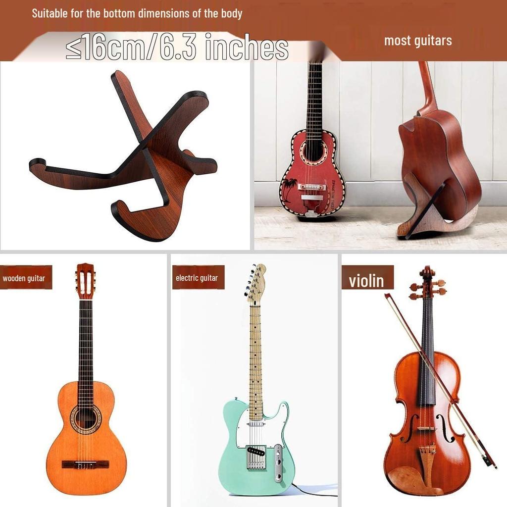 X-Type Wooden Guitar Stand, Thick Plywood with Soft Leather Edges, for Acoustic, Classical, and Bass Guitars