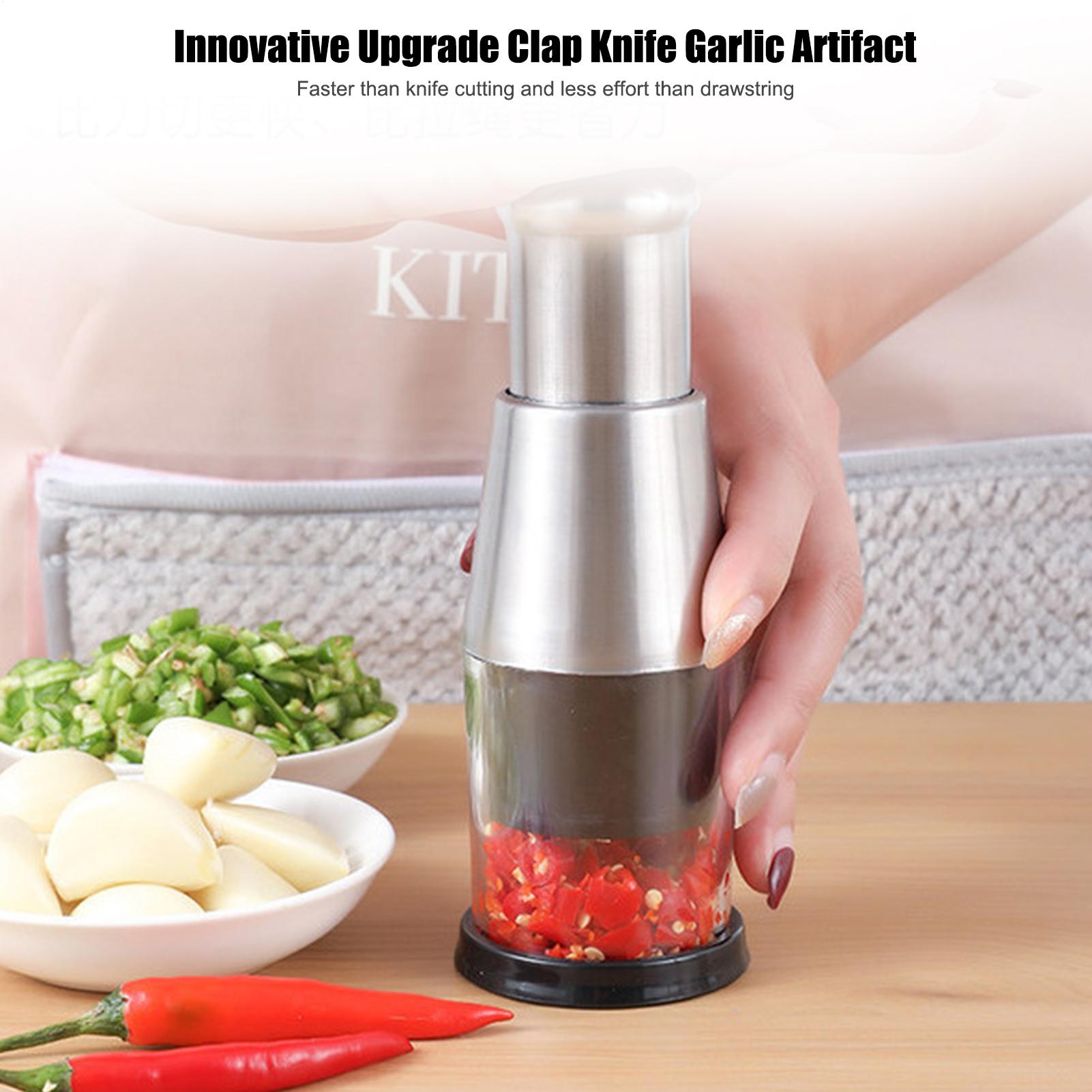 Pressed Garlic Chopper Stainless Steel Manual Garlic Masher Handheld Push Type Garlic Crusher Vegetable Cooking Crusher Kitchen CN