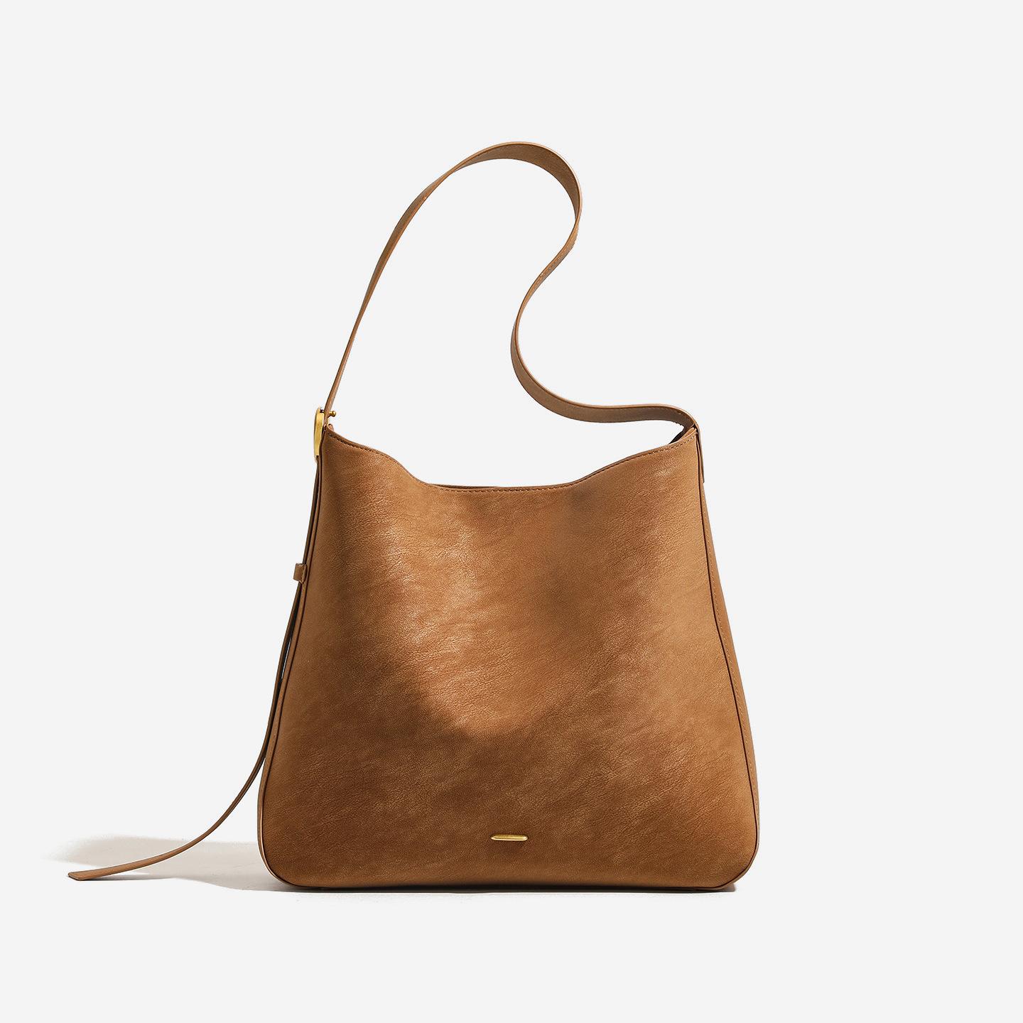 

Spring New Leather Bucket Bag, Fashionable Commuting Single Shoulder Crossbody Bag, Women s Large Capacity Tote Bag