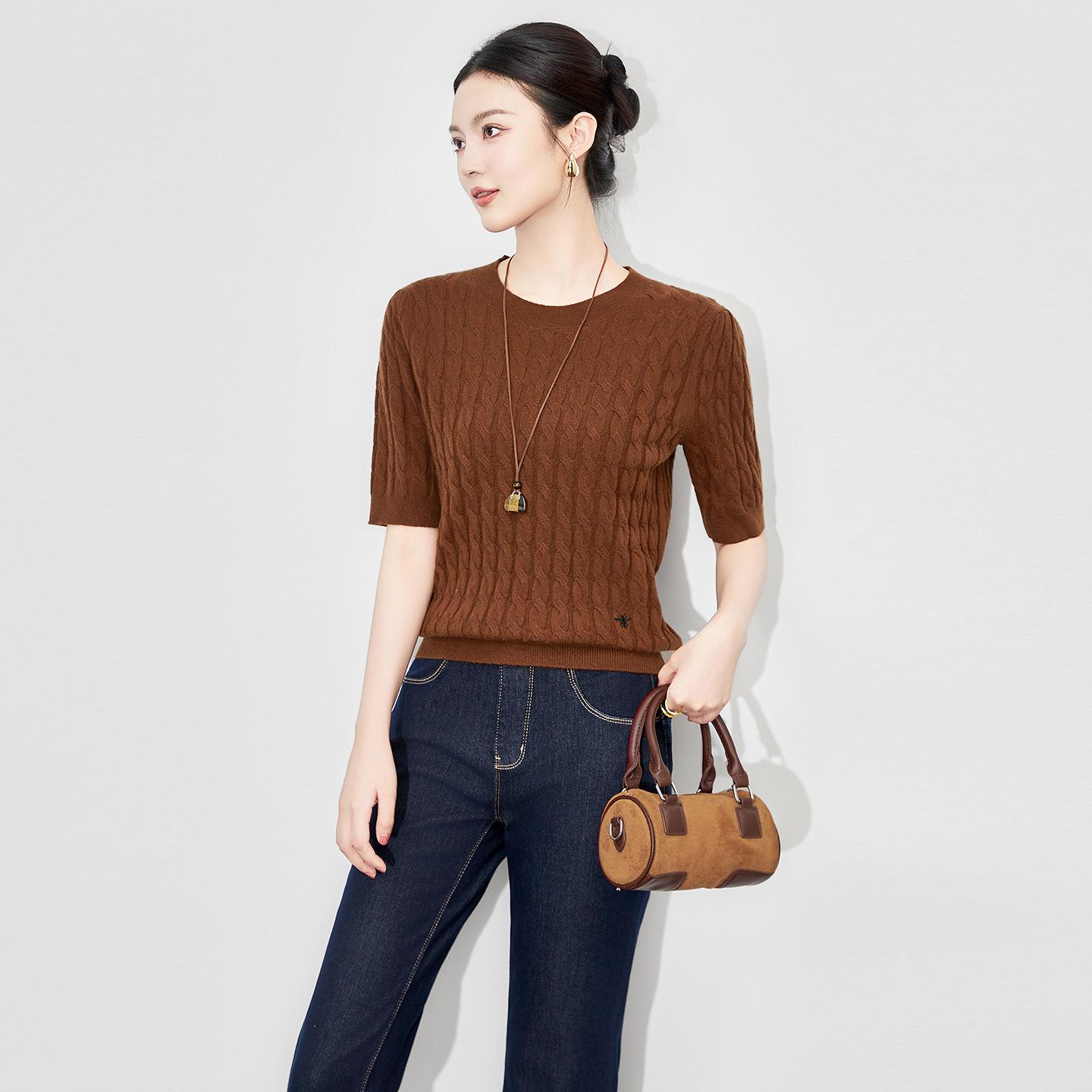 

Early Autumn Wool Blend Cable Knit Slimming Short Sleeve Women s Pullover XXL