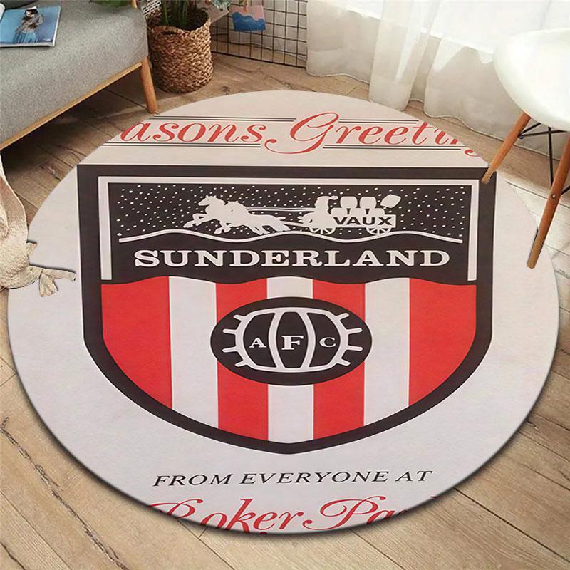 Sunderland Association Football Club Round Area Rug,Carpet Rug for Living Room Bedroom Sofa Playroom Decor,Non-slip Floor Mat