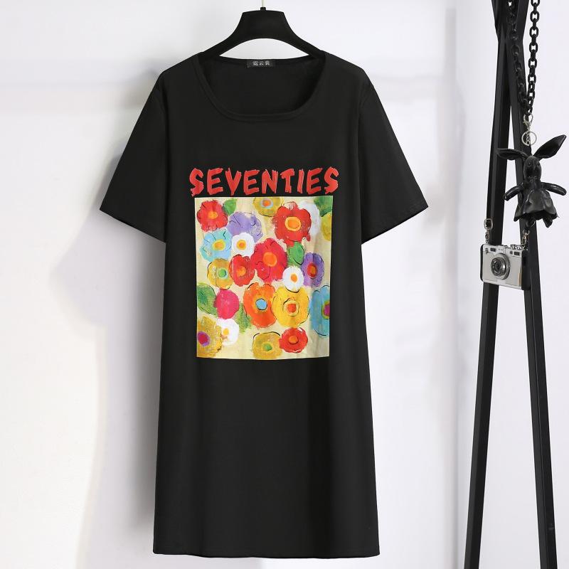 

Футболка середньої довжини Жіночі вільні сукні Сорочка великих розмірів Сукня-футболка з коротким рукавом XL