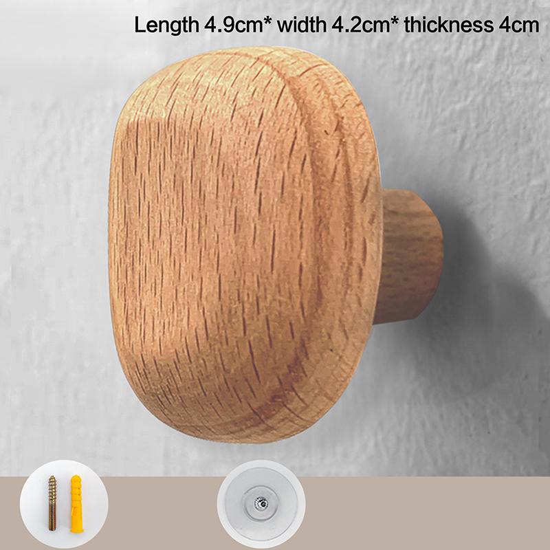 Ручка из массива дерева Крючок для одежды Крючок для пальто Настенный крючок Бесшумный настенный крючок Вешалка для одежды на дверь Форма гальки Дверца шкафа as the picture