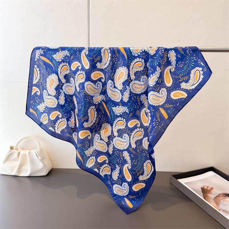 Luxury Printing 70cm Square Scarves Women's Silk Scarf Spring Summer Bandana Neckerchief Small Foulard Shawl