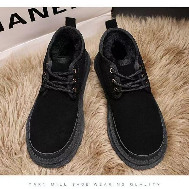 Snow boots fleece thickened warm couple shoes autumn and winter outdoor suede thick sole heightening men's cotton shoes