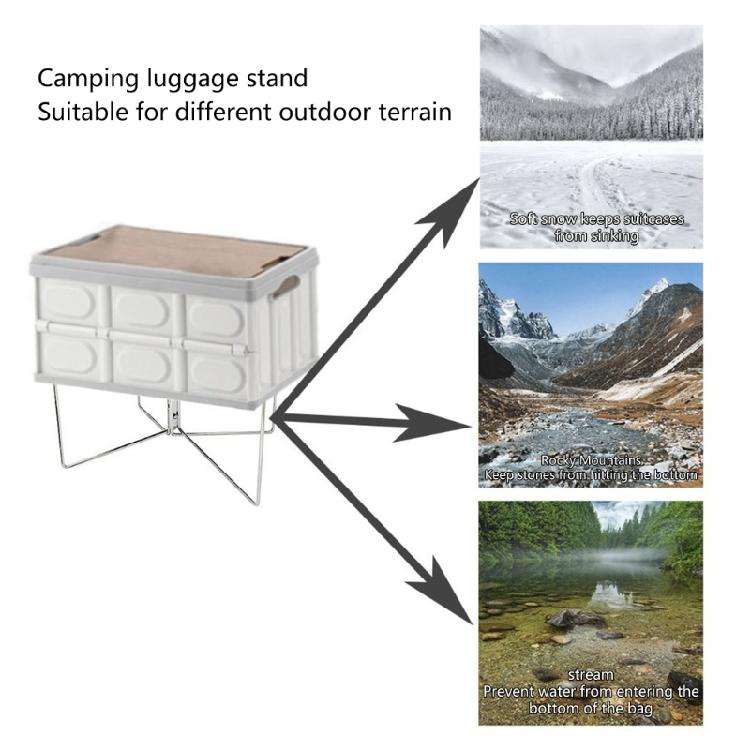 Camping Foldable Metal Stand Metal Luggage Rack Portable Folding Coolers Stand Storage Box Brackets Easy to Carry