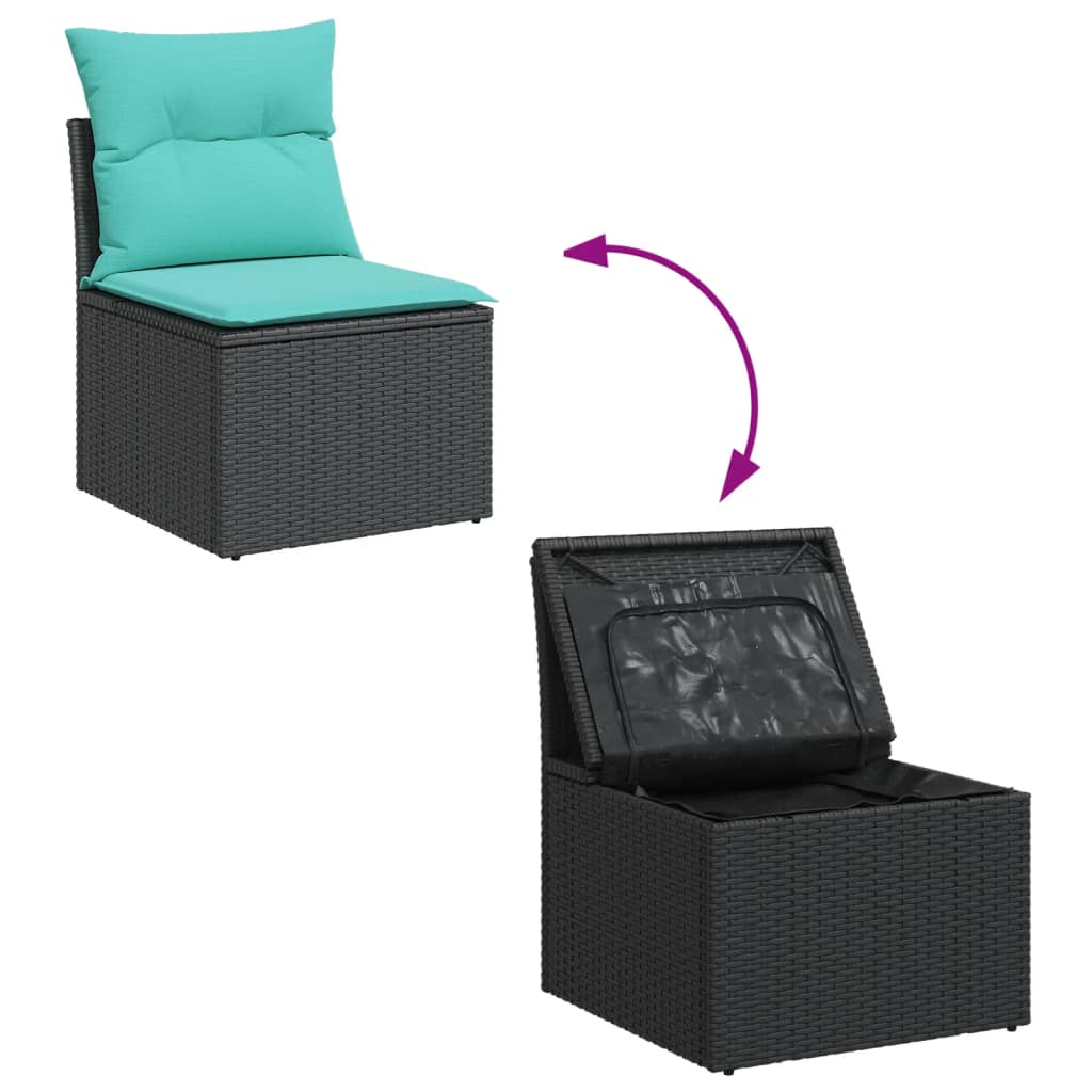 4 piece outdoor sofa set with cushions black poly rattan