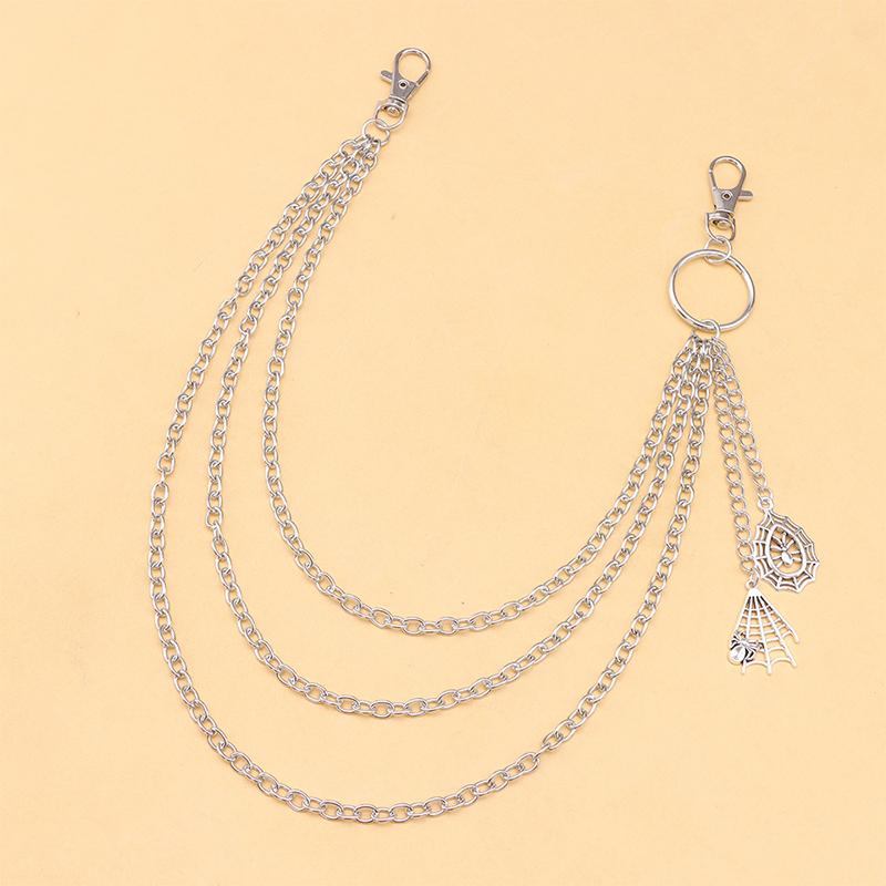 Fashion Versatile Punk Metal Pants Chain Hip Hop Spider Web Pendant Jeans Chain Multilayer Pants Decoration Waist Chains Gifts