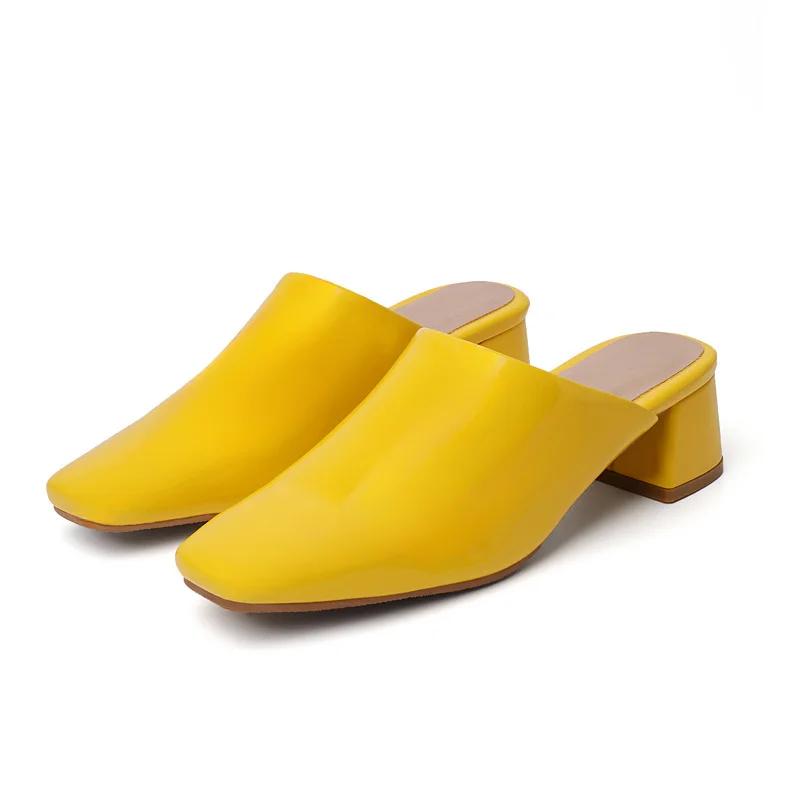 Fashion New Summer Candy Colored Low Heel Outdoor SlippersEuropean and American Women's Simple and Fashionable Coarse Heel Sandals