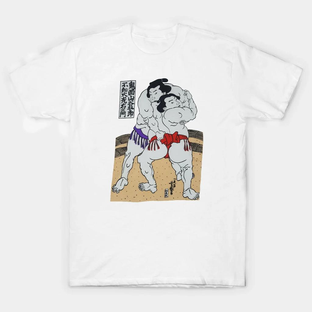 Vtg 80s 90s Old School Japan Sumo Wrestling Ukiyoe TShirt 100 Cotton ONeck Summer Short Sleeve Casual Mens Tshirt Size S3XL