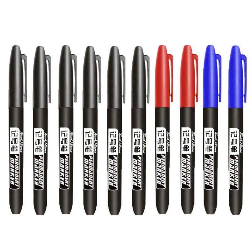 6/10 PCS Permanent Marker Pen Manga Drawing Markers Black Blue Red Waterproof Ink Sketch Pens Stationery Art School Supplies