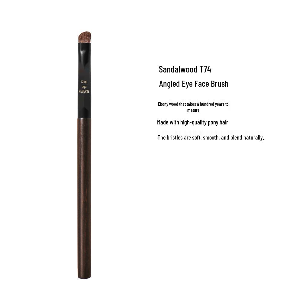 Anti-Aging S74 Sandalwood Mother-of-Pearl Angled Eyelid Brush - Pony Hair for Lower Eyelid and Tear Trough, Perfect for Beginners.