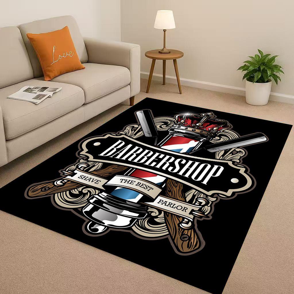 2026 New Retro Barber Shop Symbol Sign Living Room Non Slip Area Rug Carpet for Bedroom Playroom Sofa,Home Decor Doormat Gift