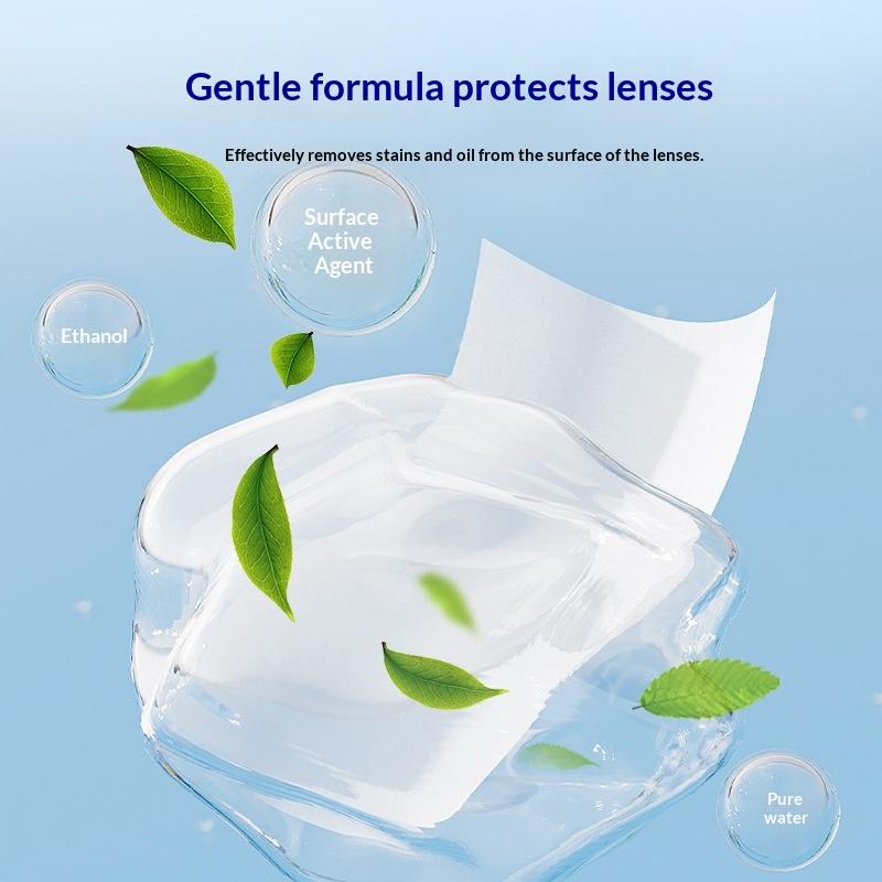 100Pcs Glasses Cleaning Lens Wipes Sunglasses Mobile Phone Screen Wipes Pre-Moistened Individually Wrapped No Scratches Stripes