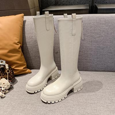Fashion Winter New Thick Heel Cotton Boots Women's Fashion Round Head Back Zipper Thick Sole Non-slip Boots