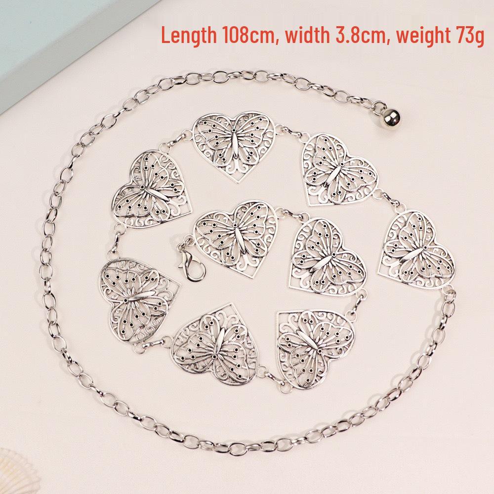 Damen Ethno-Stil Schmetterling Taillenkette: Modischer Metallgürtel für Rock oder Kleid