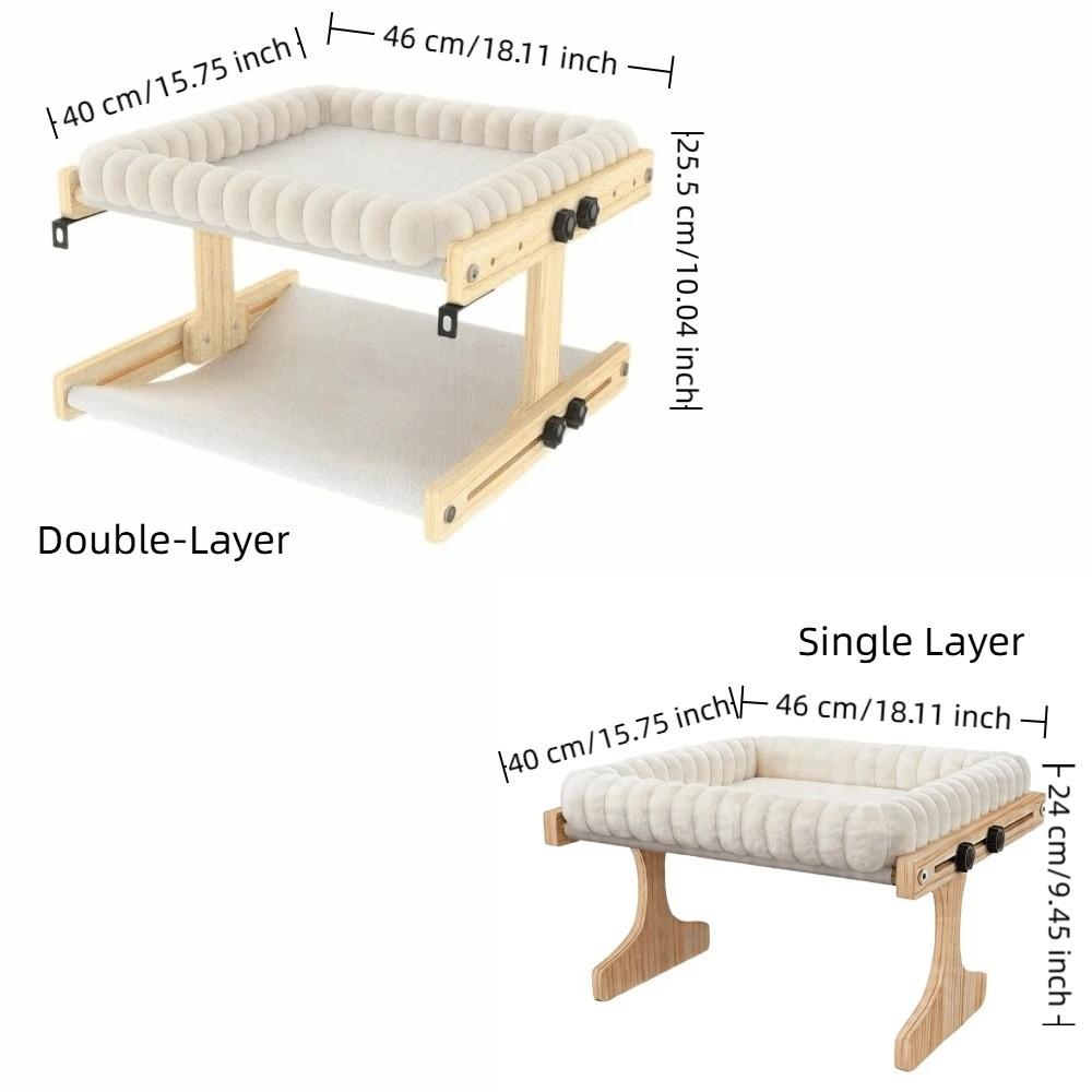 Lit de fenêtre pour chat avec cadre en bois Coussin en peluche Hamac pour chat Meubles pour animaux de compagnie Perchoir pour chat Hamac Utilisation à domicile