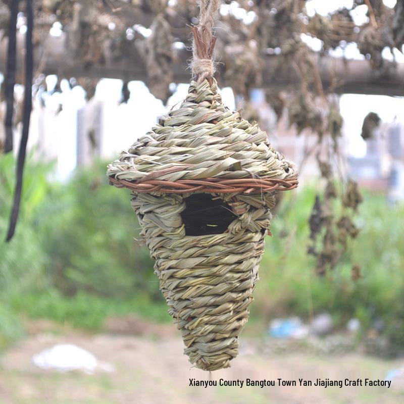 Handmade Straw Woven Bird Cage - Outdoor Hanging Bird Nest House Decoration