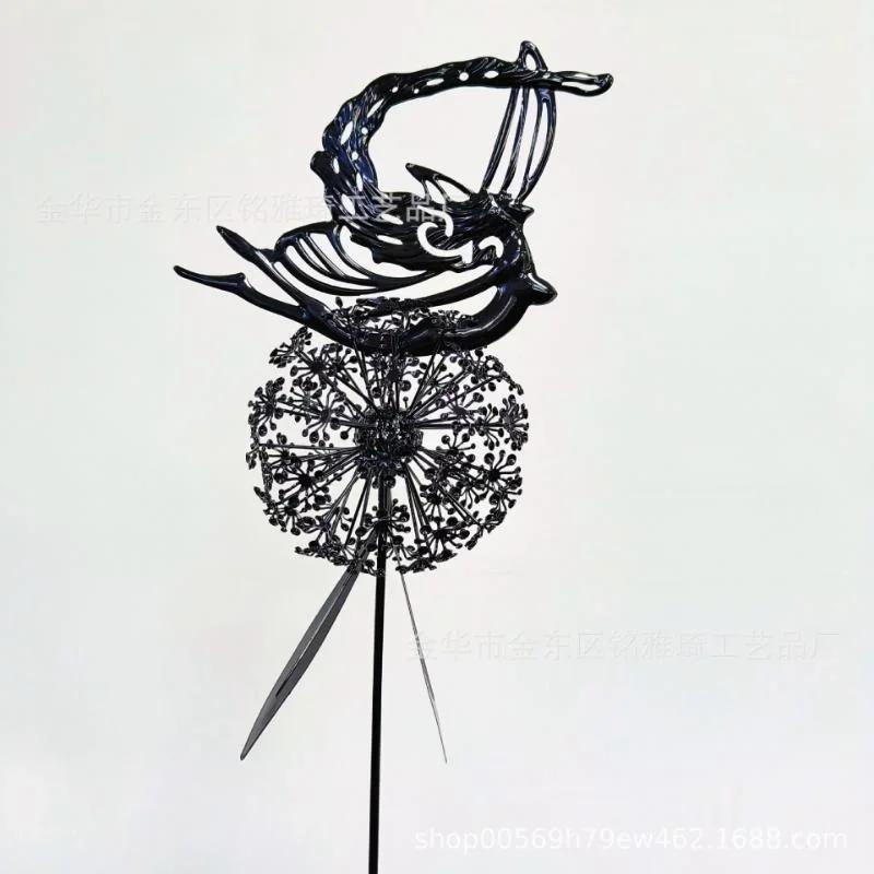 Dekorative Feen und Pusteblumen tanzen zusammen, Metall, Garten, Hof, Kunstdekor, Rasen, Landschaftsskulptur, Pixies-Dekoration