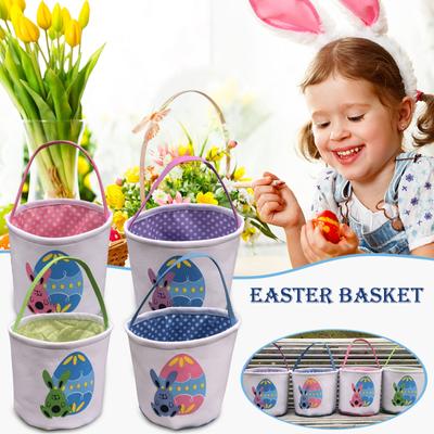 Easter Basket Holiday  Bunny Printed Canvas Gift Carry Candy Bag