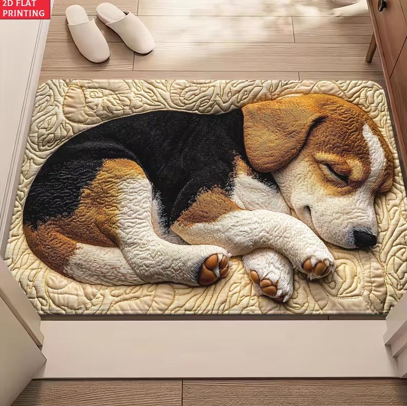 

Beagle Puppy Carpet Suitable for Bedroom, Living Room, Foyer, Cute Beagle Dog Floor Mat Outdoor Use Rooms Soft 2D Flat Printing 40cm x 60cm