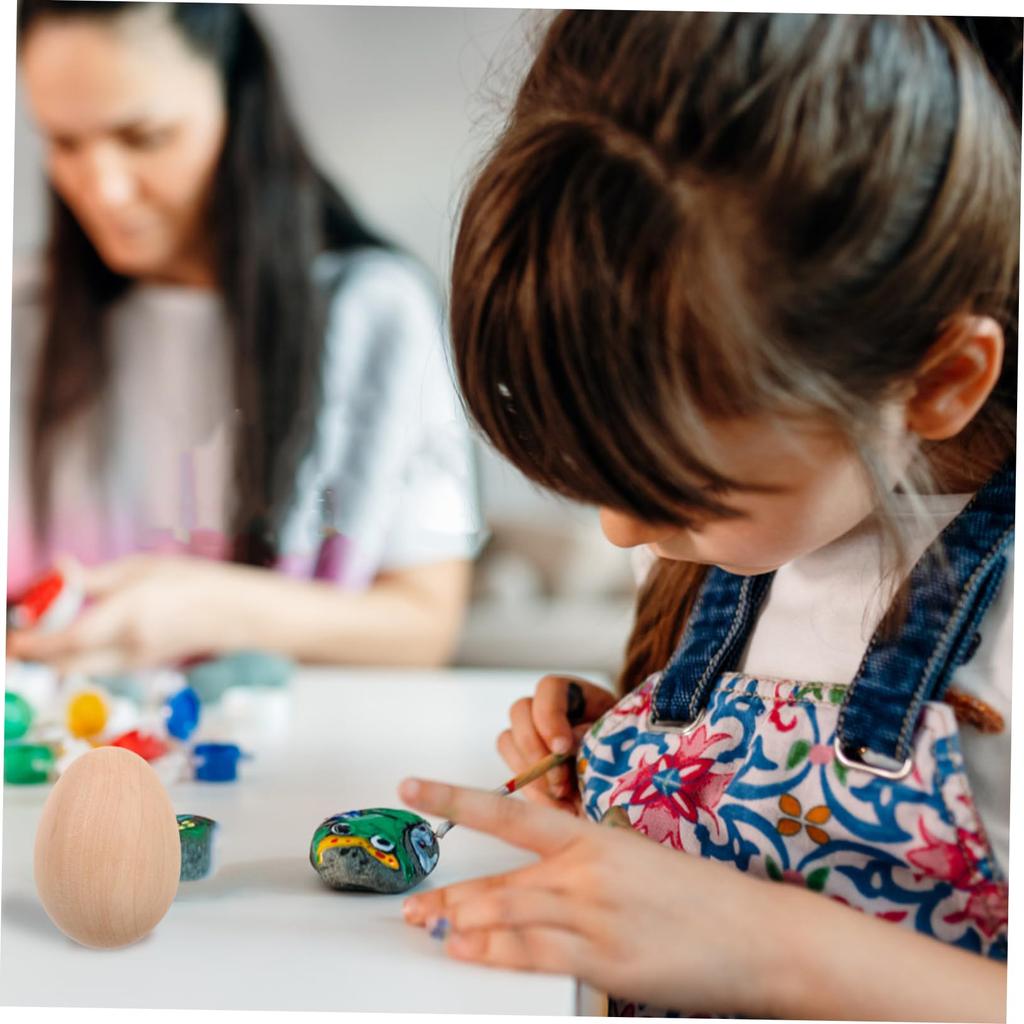 Healifty Holzeier, Set mit 6 Stück, Unbemalte Dummy-Eier, für Tole-Malerei, DIY-Basteln, Handgefertigte Eiformen, Spielzeug, Rollenspiel, Lebensmittelmuster,