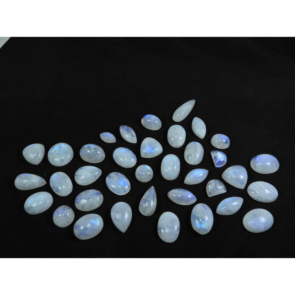 07X09-12X16MM Naturalny Mieszany Kaboszon z Kamienia Księżycowego w Kolorach Tęczy 37szt.. Kamień szlachetny 196 ct. C-35
