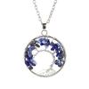 Silver Hand-Wound Colorful Crystal Gravel Curved Tree Of Life Pendant Necklace N111