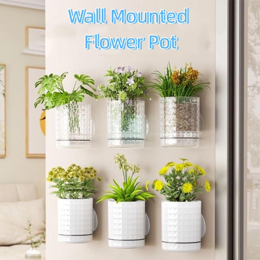 Double Layer Wall Mounted Planter Plastic Hanging Flower Pot DIY Hydroponic Wall Planter Office