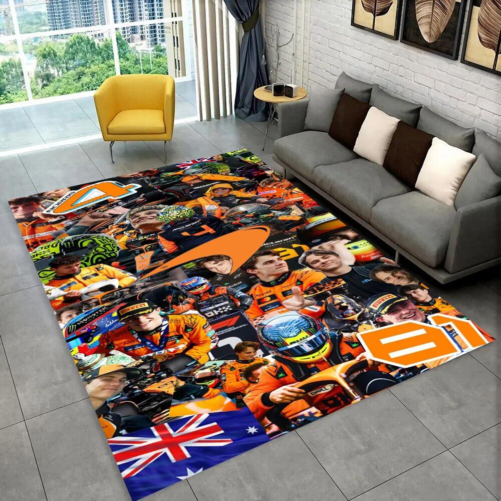 Tappeto Area 3D Lando Norris F1 Racer, Tappeto per Soggiorno Camera da Letto Divano Zerbino Decorazione, Tappetino Antiscivolo per Giochi Bambini Regalo