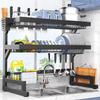 Escurridor de fregadero de cocina de acero inoxidable - Almacenamiento en encimera para cuencos, platos y vajilla