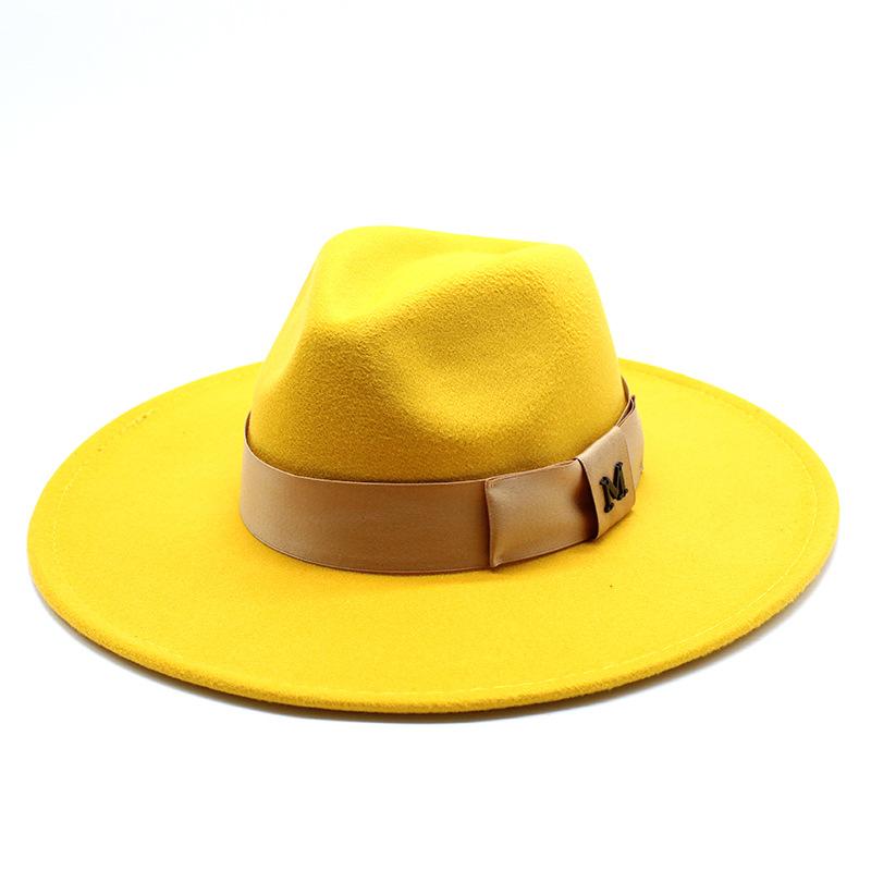 Wool Big-Brimmed Jazz Top Hat For Men And Women, Casual M Standard Big-Brimmed Jazz Hat 9.5Cm