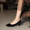 Fashion Women Pumps Spring New Fashion Single Shoes Pointed Toe Casual Solid Chunky Middle Heel Women's Shoes Commuter Work Heels Women