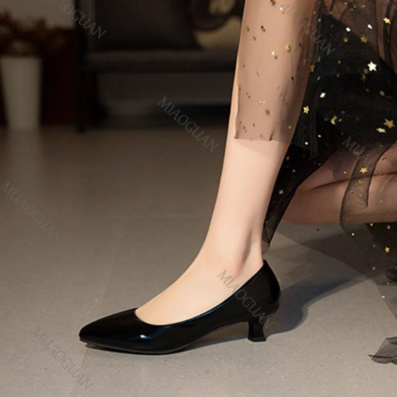 Fashion Women Pumps Spring New Fashion Single Shoes Pointed Toe Casual Solid Chunky Middle Heel Women's Shoes Commuter Work Heels Women