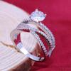 Lindon Classic Copper Alloy Zircon Ring Ladies Jewelry Wedding Promise Party Gift