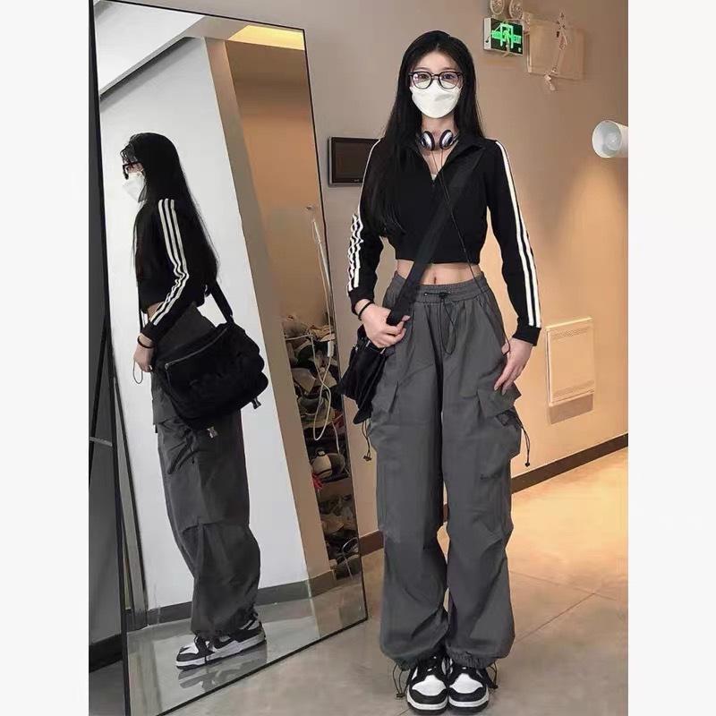 Retro Spicy Girl Hip Hop Wide-Leg Cargo Joggers