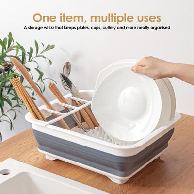 Foldable Dish Drying Rack with Drainboard Portable Dish Drainer for Kitchen Counter Collapsible Kitchen Sink Organizer Basket for RV Camping Use