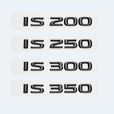 Letras abs pretas brilhantes is200 is250 is300 is350 is300h is200t is500 emblema híbrido para logotipos de porta-malas de carro lexus acessórios de emblema