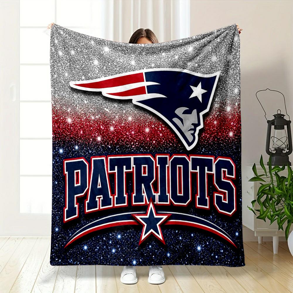 "Patriots Logo Glitter Design Warm Blanket - Flannel Blanket for Bedroom, Living Room, Sofa, and Nap"