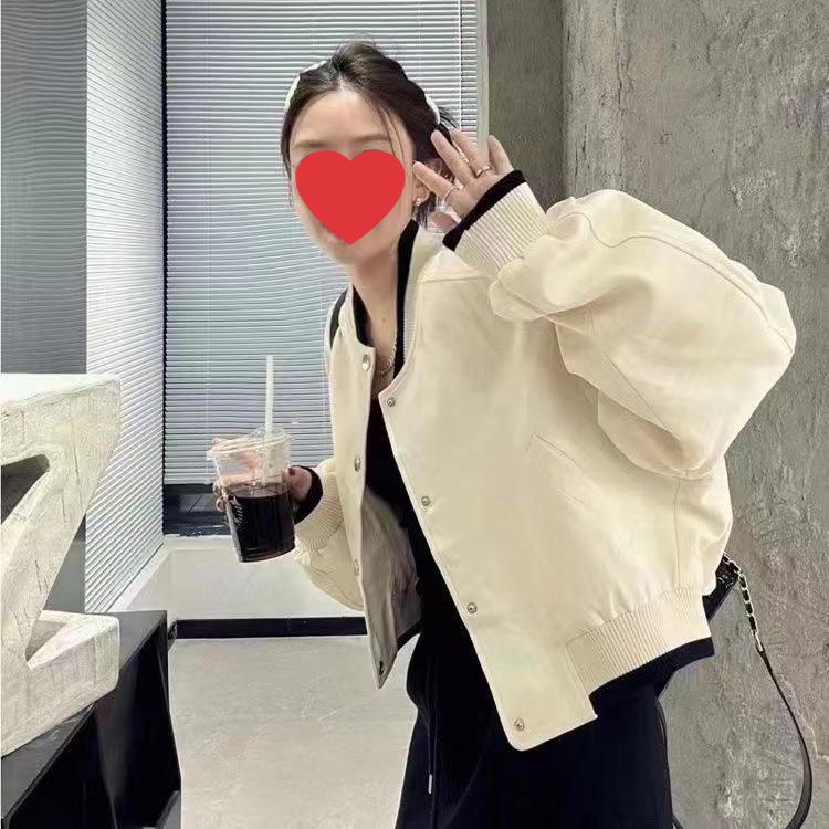 Pink Women's Baseball Jacket - Spring/Autumn Korean Style: High-End, Loose, Cool, Versatile Casual Top