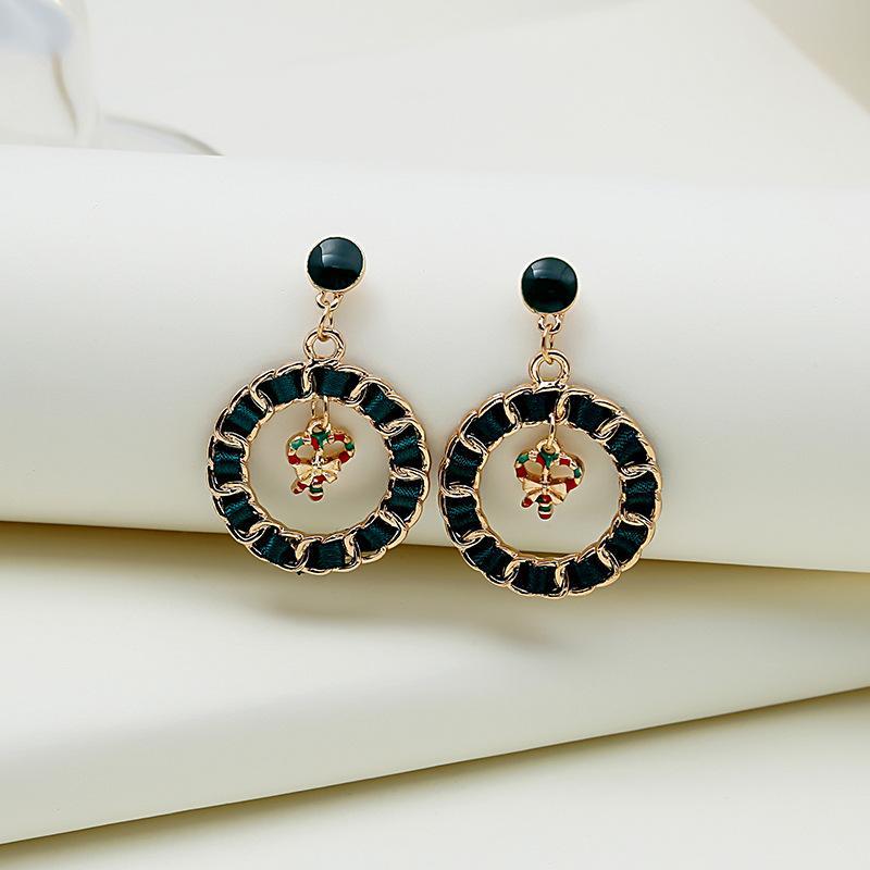 Women's Christmas Tree and Santa Pendant Earrings Set