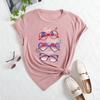 Sommer Damenbrillen Bedruckte Lockere Rundhals Freizeit Reine Baumwolle Kurzarm T-Shirts Damen