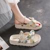 Strawberry Cute Slippers Female Summer Wear Fairy Style Bow Thick Sole Two Wear Sandals Cool Slippers Comfortable