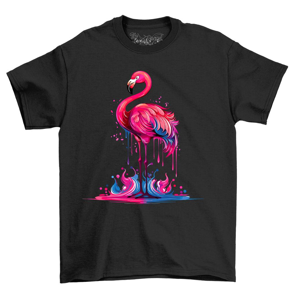 Flamazing Flamingo Paint Drip Design T-Shirt Mens Womens Tees Top - Funny and Fabulous! Unisex Printe