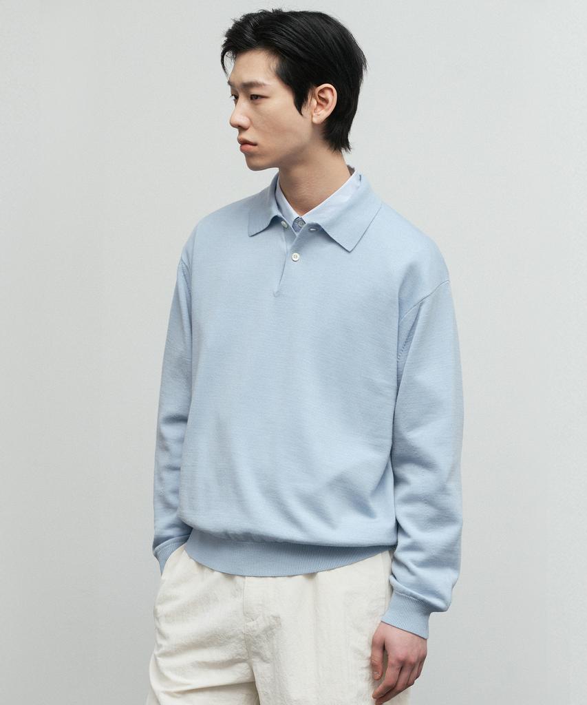 BLANKROOM Polo Knit_Glass Blue